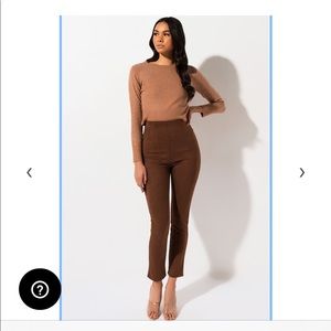 Suede cropped brown pants
